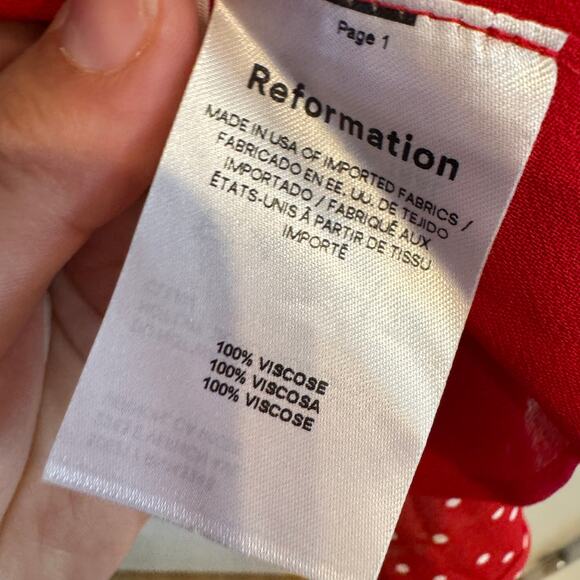 Reformation Cressida Puff Sleeve Mini Dress Red Polka Dot Cut Out Zip Sz 2 - Picture 7 of 10